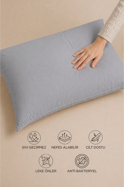 Dream Time 2 Micro Liquid-Proof Gray Pillow Mattresses |   Waterproof Pillow Protector Set of 2 50X70Cm with Zipper