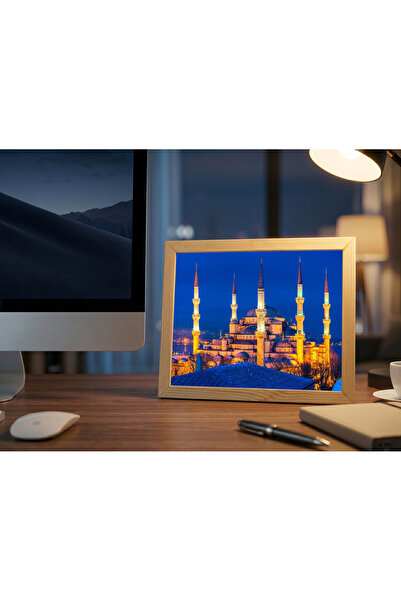 TABLOXY Hediyelik | Dekoratif LED Masaüstü Tablo SULTANAHMET camii Blue Mosqu...