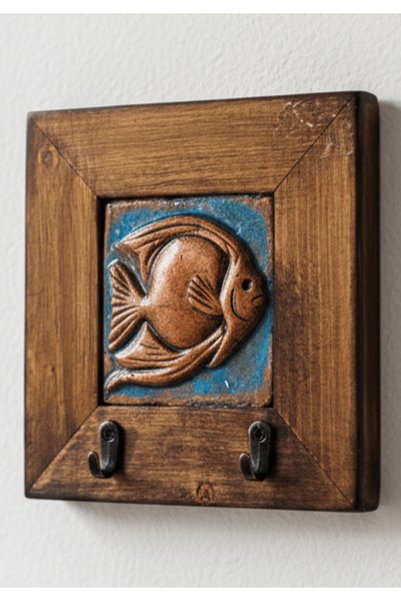 toprakanaart Balık, Anahtarlık Duvar Panosu Askılık Tablo 14,5×4,5×2,5 (cm)