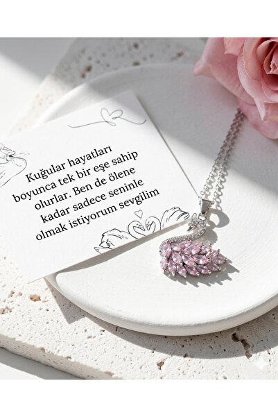 shop HEDİYE KUTUSU İLE BİRLİKTE PEMBE KUĞU KOLYE ÇELİK