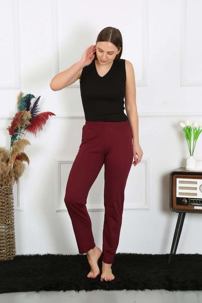 Akbeniz Women's Cotton Combed Single Bottom Pajamas Claret Red 27513