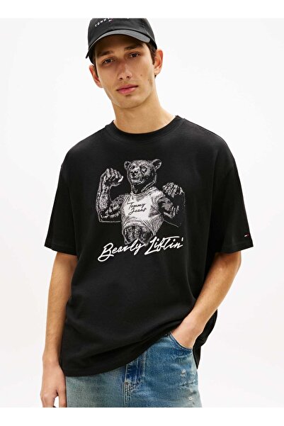 Tommy Jeans Siyah Erkek Regular Fit Baskılı T-Shirt DM0DM22543BDS Siyah T-Shirt