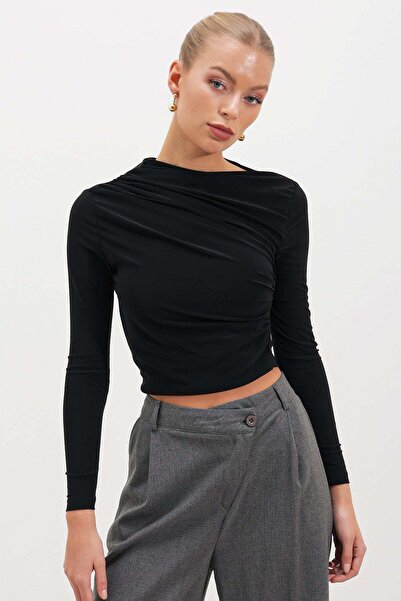 HAKKE Çapraz Büzgülü Crop BLUZ
