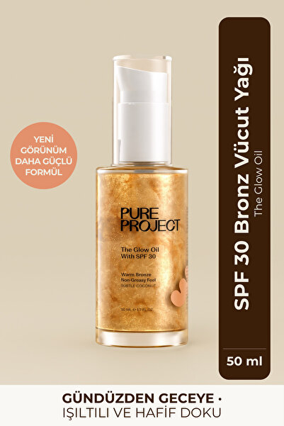 Pure Project SPF 30 Işıltılı Simli Vücut Yağı Bronze 50 ml | Güneş Koruma & P...