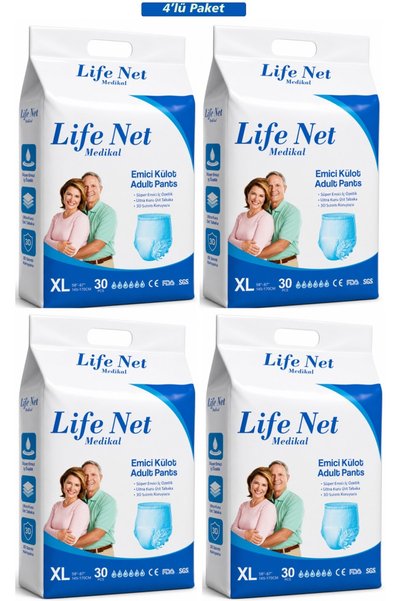 Life Net Medikal Yetişkin Hasta Bezi Külodlu XL Beden Yüksek Emici Bez XLarge (XL) 120 Adet