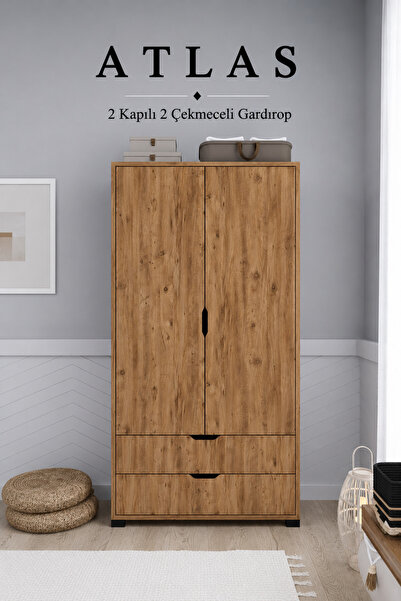 midoser Atlas 2 Kapılı 2 Çekmeceli Çok Amaçlı Gardırop