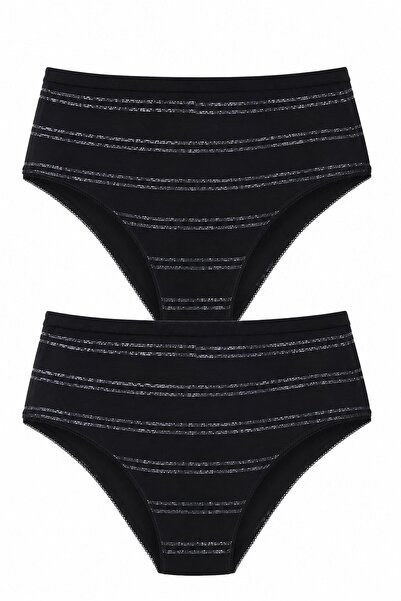 Hepsine Rakip 2li Kadın Sim Çizgili Bikini Yüksek Bel Ince Lastik Ekonomik