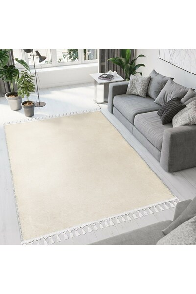 Valery Home Vl Comfort Ponpon Saçaklı Peluş Halı Ekru