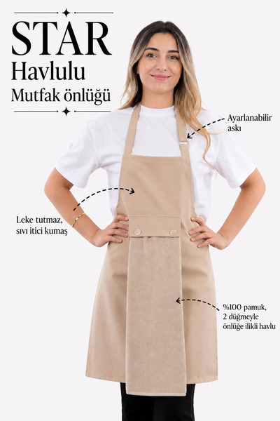 sevilya Star 2li Set ayar askılı mutfak önlüğü