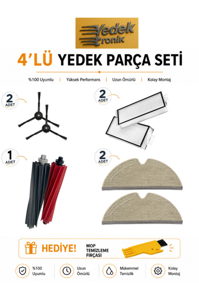 Roborock Q8 Max / Q8 Max Plus / Q5 Pro / Q5 Pro Plus Uyumlu 4’lü Yedek Parça ...
