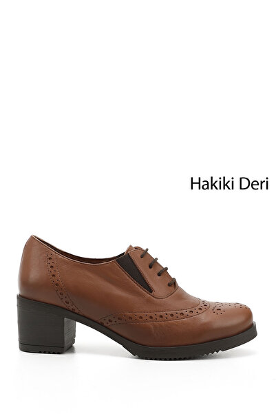GÖNDERİ(R) Braune antike Oxford-Schuhe aus echtem Leder mit Schnürung für Dam...