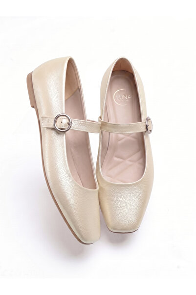 LUNA SHOES حذاء باليه للنساء بحزام علوي لامع بتصميم أنيق للاستخدام اليومي، با...