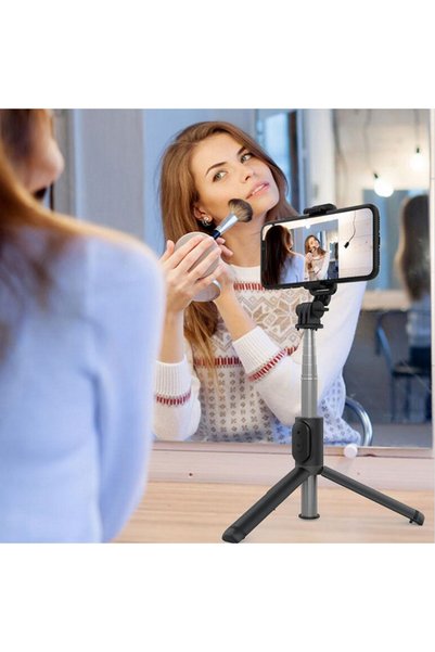 Techsuit Stick selfie stabil Bluetooth, 101 cm - Telecomandă și suport pentru trepied (Q01) - Alb