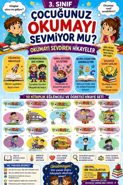 5 Renk Yayınları 3.Sınıf Okumayı Sevdiren 10 lu Hikaye Seti - 10 (64 sayfa)