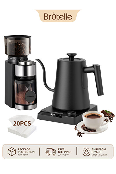 Brutelle Pour Over Coffee Maker Set Electric Gooseneck Kettle V02 Filters Bur...