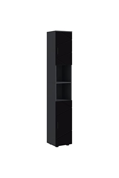 OEM Tall bathroom cabinet Re-Bloom, chipboard, black/dark gray, 30 x 30 x 183 cm