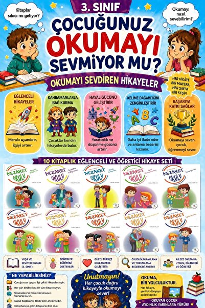 5 Renk Yayınları 3.Sınıf Okumayı Sevdiren 10 lu Hikaye Seti - 8 (48 sayfa)