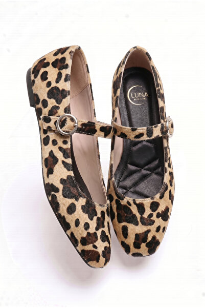 LUNA SHOES حذاء باليه LUNA-LEOPAR BABET بني اللون من جلد الغزال نوبوك، حذاء ب...
