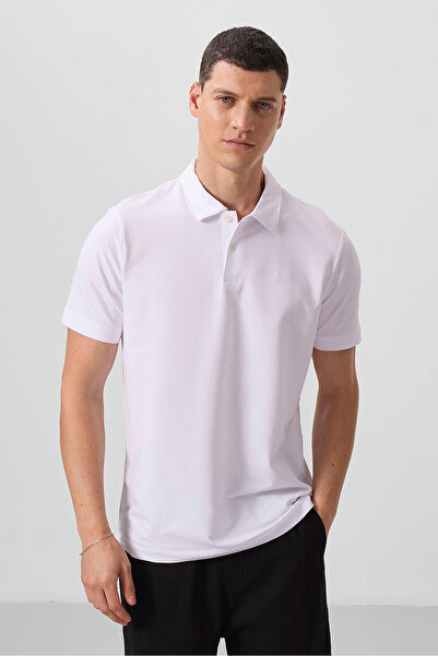 TOMMY LIFE Tricou pentru bărbați cu guler polo alb standard - 87768