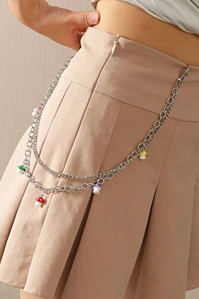 New Obsessions Mushroom Double Row Chain Trouser Hanger - Chain Belt