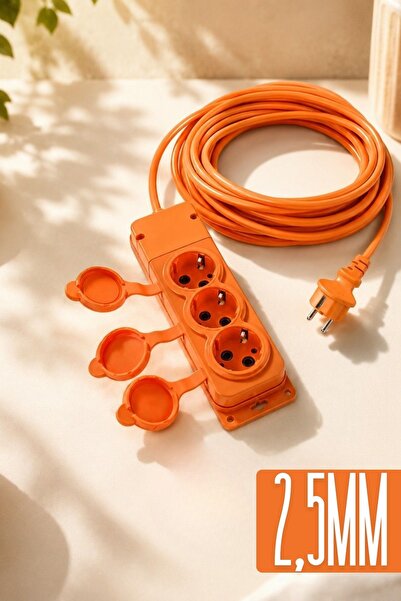 Bylion 3'lü 10 Metre 3*2,5mm² Uzatma Kablosu - Turuncu