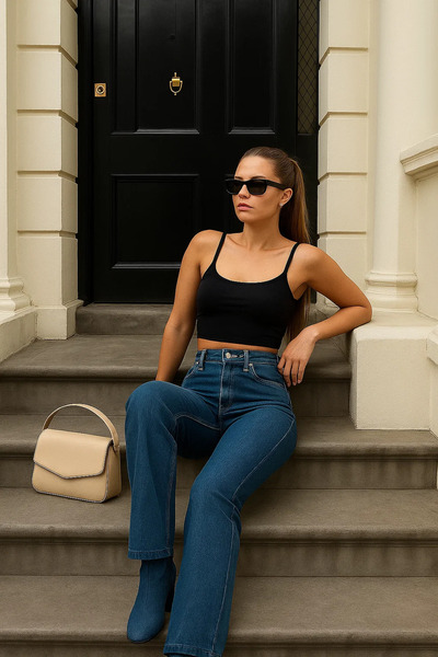 XRAY JEANS Blugi de damă, la modă, cu picioare largi, pantaloni albaștri