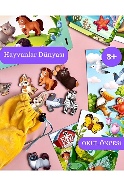 Lizzigames Çocuk Tombala Oyunu HAYVANLAR DÜNYASI Eğitici Oyun Bingo 48 ahşap ...