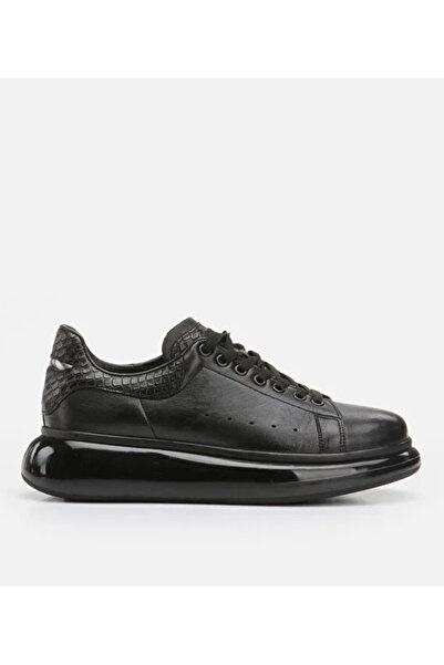 Hotiç Men's Leather Black Casual Shoes