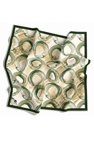 VİOLLA Kristal Geometrik Fırça Darbesi Desenli Zümrüt Yeşili Renkli 90x90 Eşa...