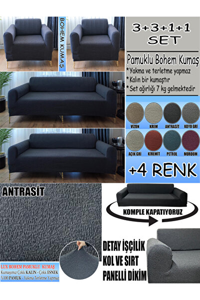 İLYEVTEKSTİLİ SET HUSE DE SCAUN DIN ȚESĂTURĂ DE BUMBAC BOHEM - SETUL 3+3+1+1 ...