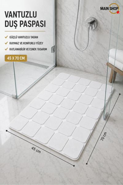 MAİN SHOP Duş Küvet Banyo Paspası Kaydırmaz Yıkanabilir Katlanabilir Büyük Ta...