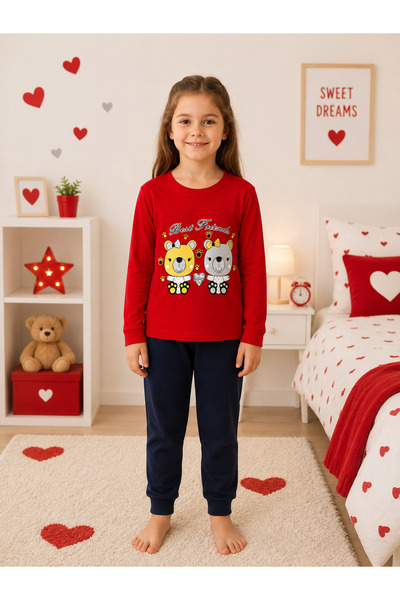 Fil Kids Set de pijamale de iarnă cu mânecă lungă pentru fete, bumbac 100% pi...
