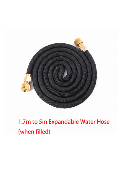 Choice3 1.7m to 5m black 3X Telescopic TPE Water Hose Copper Plated Garden Ho...