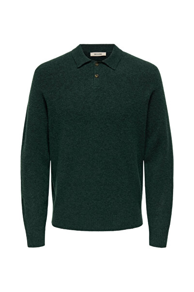 Only & Sons Yeşil Erkek Normal Kazak ONSJAY REG LS POLO KNIT
