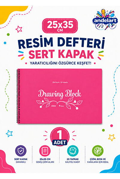 andelart Eco Spiralli Resim Defteri 25x35 25 Yaprak 1 Adet