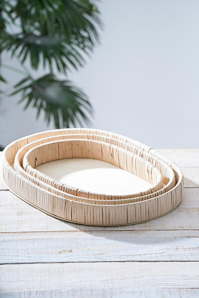 ACAR Oval Wicker 3-Piece Tray Acr-317