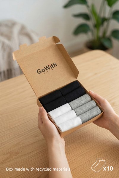 GoWith 10 أزواج من جوارب رياضية فاخرة من الخيزران بدون خياطة للرجال والنساء، قابلة للتنفس، موديل 3006