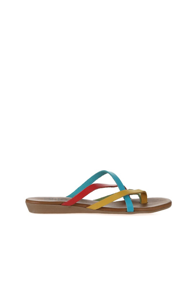Bueno Shoes Papuci de damă din piele multiplă verzi - Flip Flops 01wu7458