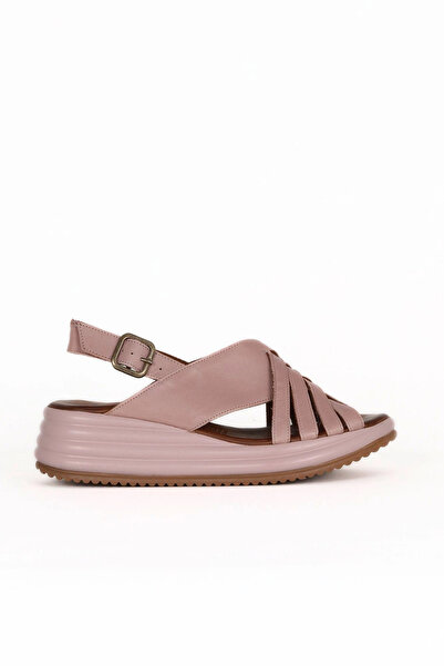 Bueno Shoes Sandale cu toc cu pană pentru femei, din piele Dusty Rose 01we3201