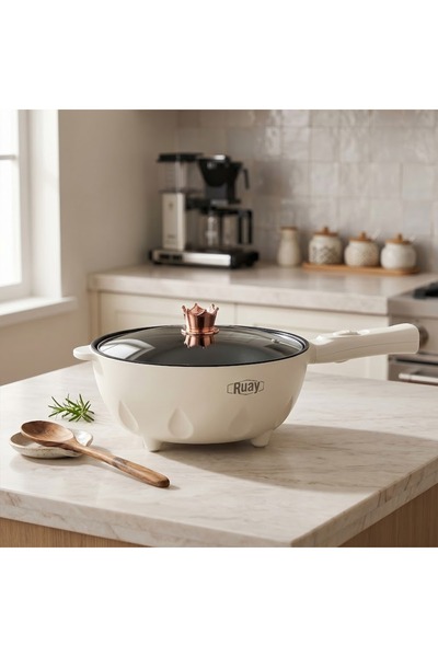 Primo Plus RA90 4L Multi-Purpose Electric Skillet with Glass Lid - High Heat,...