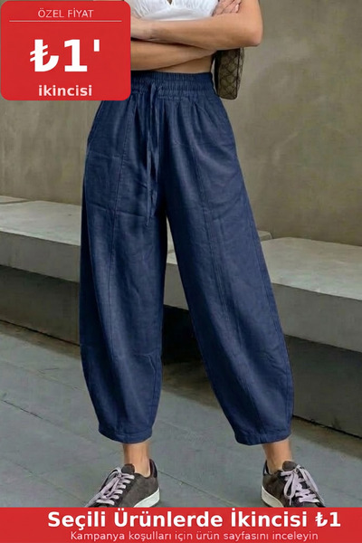 COMBİNE MİCHAİL Ženske tamnoplave šalvar pantalone sa elastičnim strukom