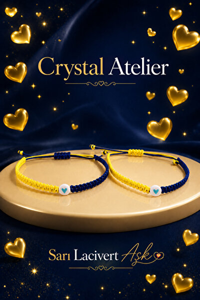 Crystal Atelier Yellow Navy Blue Heart Fan Bracelet - Handmade Adjustable Lov...