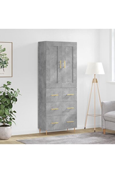 Concept Dulap înalt, gri beton, 69,5x34x180, lemn compozit