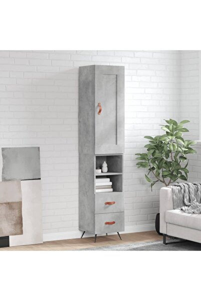 Concept Dulap înalt, gri beton, 34,5x34x180 cm, lemn prelucrat