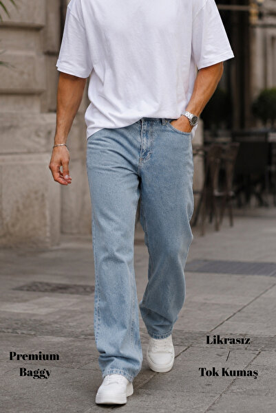 CEDY DENIM Yüksek Kalite Baggy Fit Jean Leon Yüksek Bel Bol Kesim Kot Pantolo...