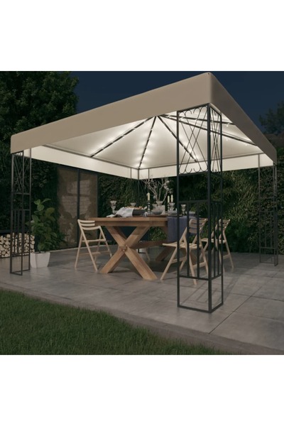 Concept Pavilion cu șir de lumini, crem, 3x3 m, țesătură