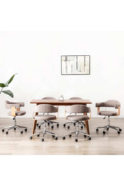 Concept Scaune pivotante de masă 6 buc. gri taupe lemn curbat/textil