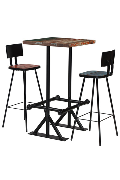 Concept Set mobilier de bar, 3 piese, multicolor, lemn masiv reciclat
