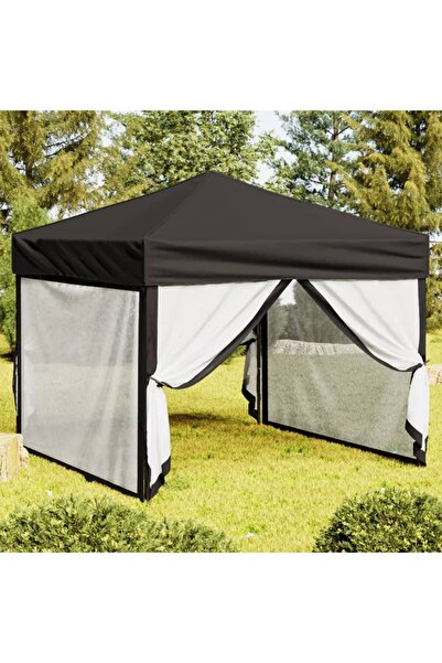 Concept Cort pliabil pentru petrecere, pereți laterali, negru, 3x3 m