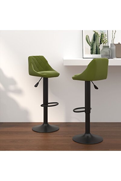 Concept Scaune de bar, 2 buc., verde deschis, catifea
